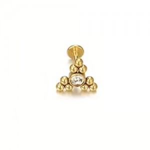 Piercing Labret Modelo 8 Rosca Interna Aço PVD Gold